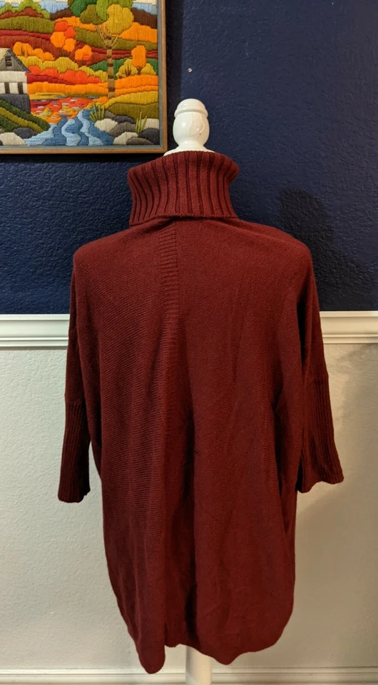柔软环绕包裹式深红色高领棉羊绒混纺 XS 超小号 — 第 4/4 张图片