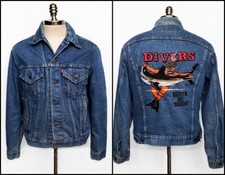 VTG Levi's Denim Trucker Jacket Custom Embroidered Made In USA 70506 0216 Sz 42