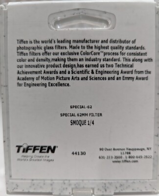 New Tiffen 62mm Smoque 1/4 Filter (Atmosphere Diffusion Filters) - Custom Made
