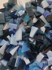 TESSERE PER MOSAICO ARTISTICO-VETRO OPALESCENTE/NUVOLATO(tg.irregolare) col.Blu