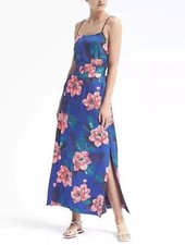 NWT Banana Republic Floral Belted Maxi Dress Cobalt Floral SIZE M  #782732 T1222
