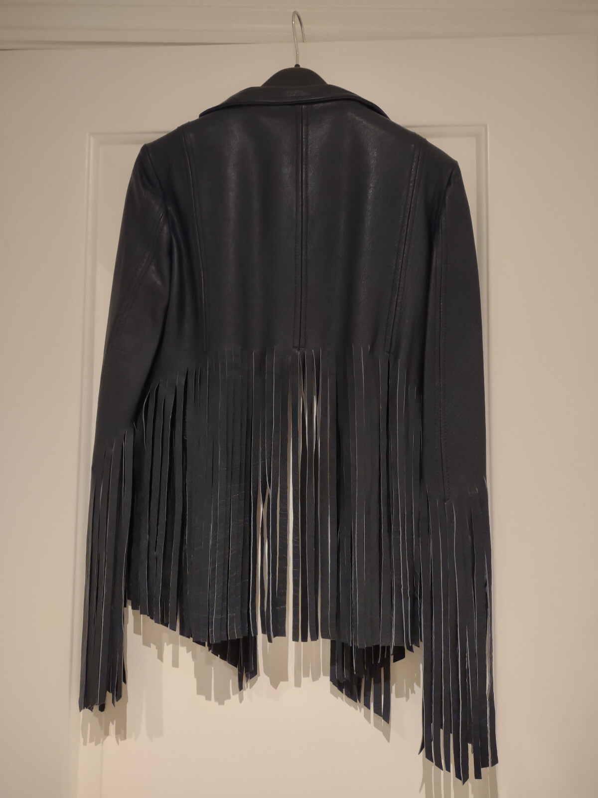 Rare Kate Moss + Topshop Cropped Tassel Leather Jacket Size 8 BNWT image 2