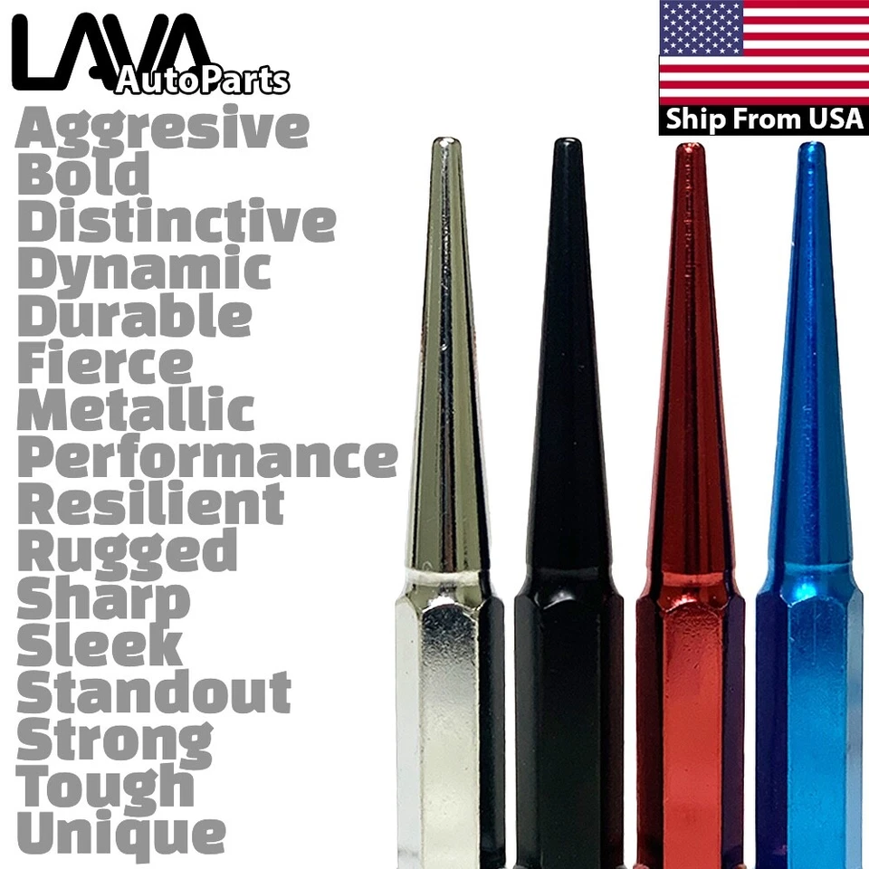 32x 6" Red 14x1.5 Spike Lug Nut Fit GMC Savana Yukon Sierra 2500 3500 Hummer H2 - Image 4 of 4