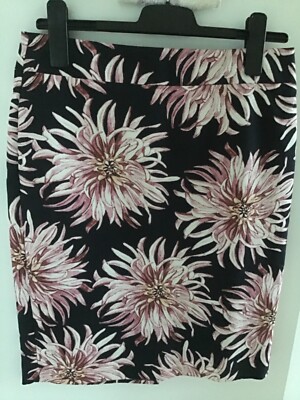 ann taylor bleistift rock pencil schwarz r0sa floral blumen print ca. 38 dahlie