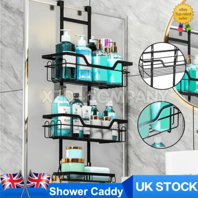 3 Tier Hanging Shower Caddy Over Door Shower Shelf Bathroom Storage Rack NEW