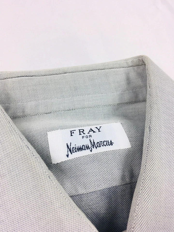 Camisa de Vestir Fray Neiman Marcus Gris Texturizada Mangas Largas Puño Francés Talla 16 Foto 4 de 4