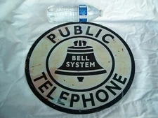 PUBLIC TELEPHONE BELL SYSTEM METAL SIGN 14" X 14" - NEW SHRINK WRAPPED