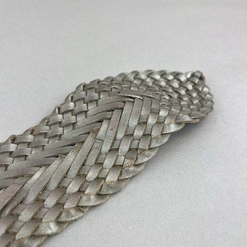 Vintage Metallic Leather Woven Plaited Y2K Dress Wide Belt Size 49" Long Length - Picture 6 of 11