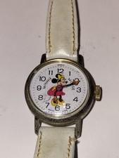 Vintage DISNEY Bradley Minnie Mouse Swiss Watch Works! Mechanical