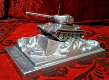 Handmade vintage tabletop model Tank T-34 Made in USSR. Large metal model! 
