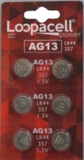 LR44 BATTERY (6 piece) LR44 357 A76 L1154 AG13 357 Alkaline Loopacell Battery 