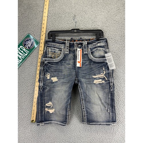 Rock Revival Distressed Denim Jeans Shorts Mens 29 Blue Wash Saffron NEW W/TAG eBay