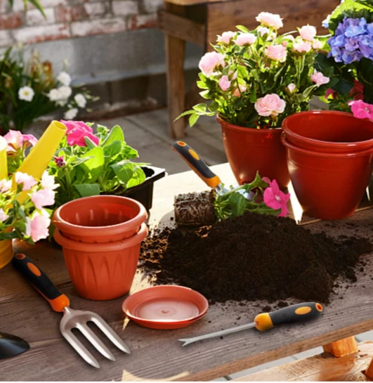 Ensemble Outils De Jardin 13 PCS En Acier Inoxydable Poignée En Caoutchouc, Sac - Photo 2/4