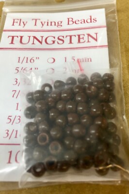  Tungsten Beads 100 Ct. Coffee (Dk. Brown)  All Sizes 1/16 to 3/16 100 Ct Pkg