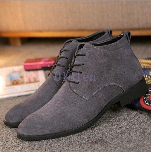 Stivaletto uomo deserto scamosciato a punta foderato chukka formale stringato scarpe eleganti - Foto 3 di 14