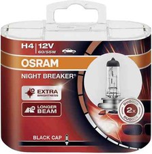 OSRAM H4 Halogen Glühbirnen Night Breaker 60/55W 12V 3200K ECE-E1 P43T DUO BOX