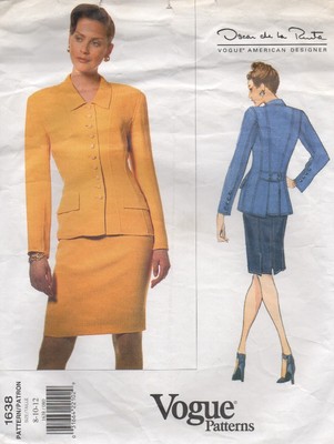Vogue Schnittmuster 1638 Jacke & Rock Anzug von Oscar de la Renta Größe 8 10 12