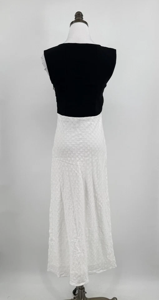Vestido midi sin mangas Unif para mujer negro blanco bloques de colores mezcla de algodón talla M Foto 4 de 4