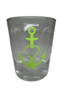 "Deko Teelicht Glas Windlicht Print \"Anker\" GrüN Teelichtglas Kerzenglas"