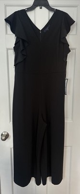 NWT Rachel Roy Ruffle Sleeve Black Jumpsuit Romper Women's 14W