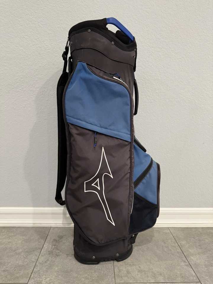 Bolsa de carrito de golf Mizuno 2023 divisor de 7 vías azul real negro cubierta de lluvia incluida Foto 2 de 4