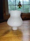 Vtg 1 3/8" White Milk Glass Hobnail Hurricane Lamp Shade 5” Fitter Scalloped