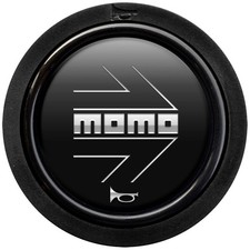 MOMO Hupendruckknopf in mattschwarz mit silbernem Logo - Option 2