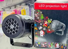 1pc Snowflake Christmas Laser Projector Light, 16 patterns Water source Rotating
