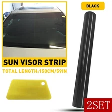 Universal Windshield Banner Black Decal Vinyl Sun Strip black 10*60inch 2SET