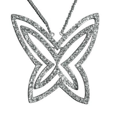 Women's Rhodium Plated 925 Sterling Silver 925 Chain Pendant Crystal Clear - Dai