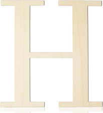 Large Wooden Letters 12 Inch Paintable Wood Letter H for Wall Decor, 1/5 Inch Th