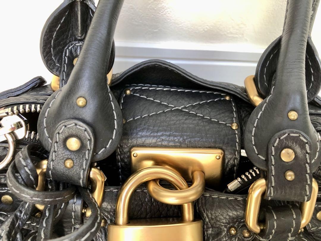 Chloe Mini Paddington Handbag Leather Black Padlock Used 101307 | eBay