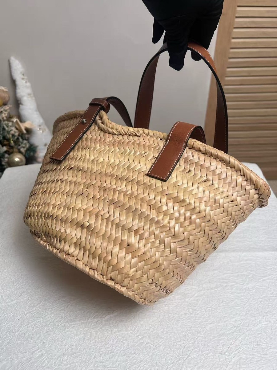 Loewe Small Raffia Buckle Basket Handbag Brown Beige casual and