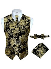 GIOBERTI MEN'S 4 PC FORMAL METALLIC PAISLEY VEST SET 100 POLYESTER