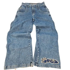 JNCO Jeans Baggy Wide Leg Denim Pants Y2K Graffiti Logo Size 30W 29LL