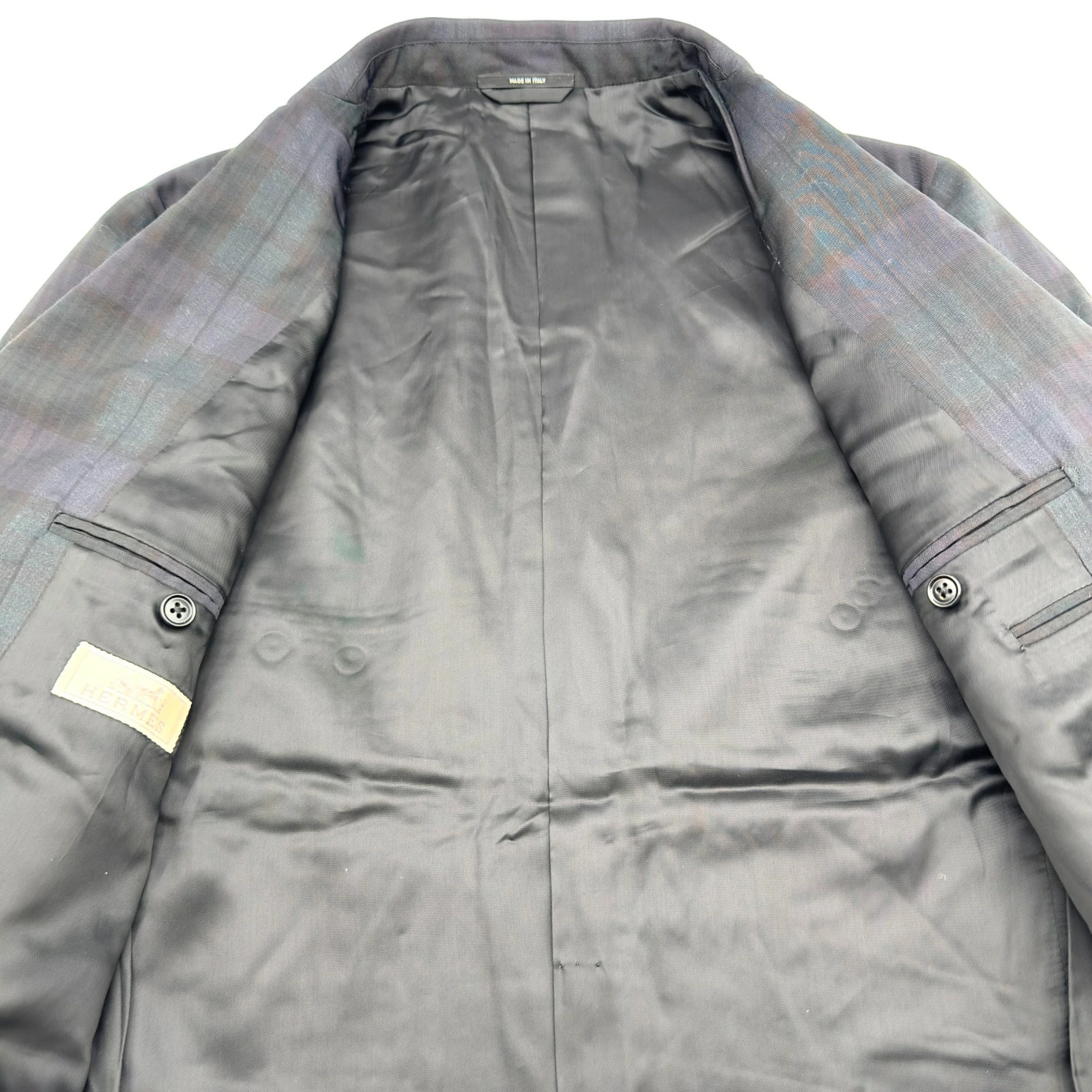 Hermes HERMES Check Pattern Tailored Jacket Black… - image 6