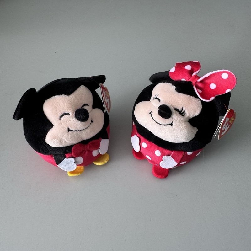 Mickey & Minnie Mouse Set TY Beanie Balls Disney 3 inch NEW