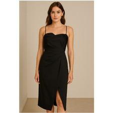 NWT ALC Black sexy spaghetti strap Bodycon Wrap Dress Whimsy cocktail Size 8
