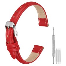 Leather Watch Band, 12mm Release Watch Strap for Men, Red