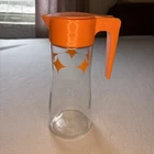 Vintage 1960’s Anchor Hocking Orange Atomic Starburst Carafe Juice Pitcher 1 QT
