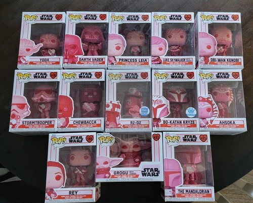 FUNKO POP LOT OF 13 "STAR WARS VALENTINE DAY" FIGURES NEW MIB R2-D2, VADER, YODA