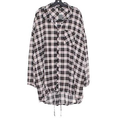 NWT Torrid Top Chiffon Kimono 90s Cottage Grunge Normcore Boho Button Plaid 3 3X