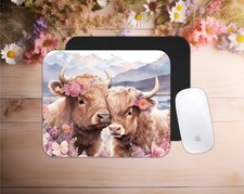 Highland cow themed neoprene PC/laptop Mouse Pad, CHOICE, FREE shipping, gifts