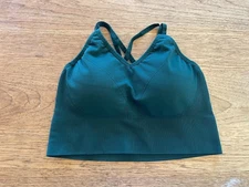 SOMA Dark Forest Green LARGE Longline Strappy Sport Bra Medium Support NEW