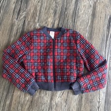 Red, White, And Blue Plaid Jacket Zip-up Girls 10-12
