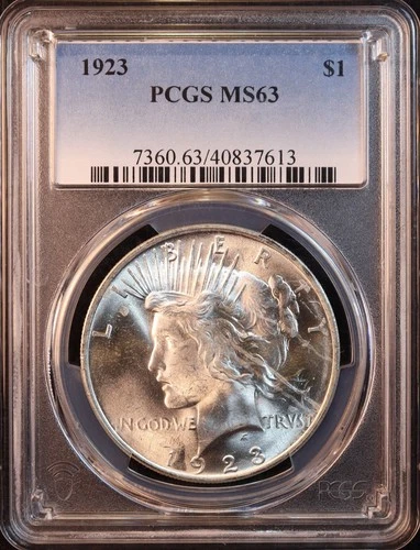 1923-P Peace Silver Dollar - PCGS MS63! Choice Uncirculated! Lustrous