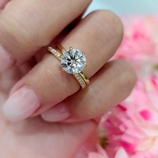 Diamond Ring Gold Lab Grown Fine 14k Yellow Set IGI Round Cut E F VVS 1.71 Carat