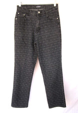 Gianni Versace V2 print jeans 30 x 30 b w stretch Medusa studs Italy Vintage 90s