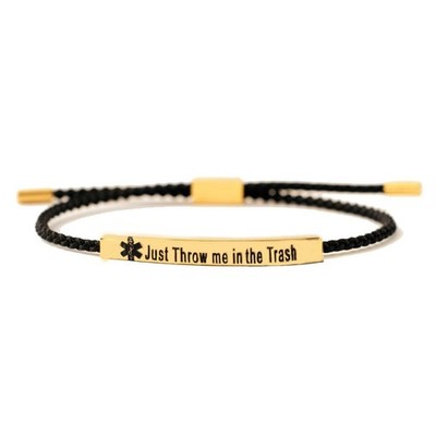 Just Throw me in The Trash Bracelet, Adjustable Medical Alert ID Bracelet M - 01