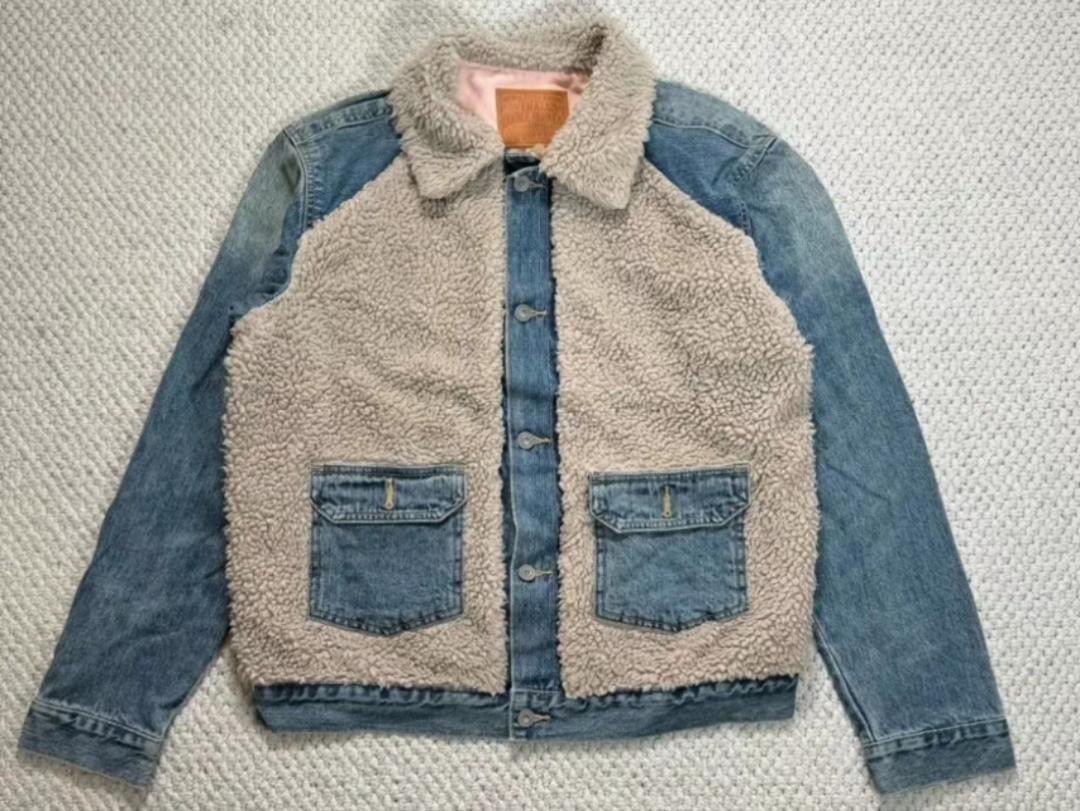 RRL Ralph Lauren Fleece Paneled Denim Jacket L Men's #EF ZBA